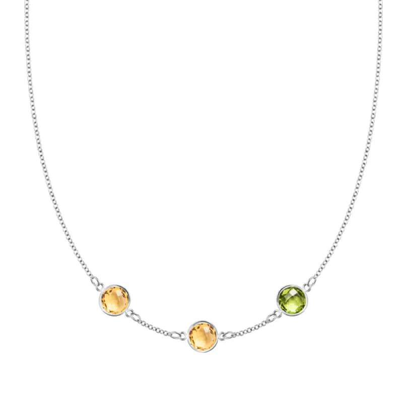 Personalized Grand 3 Birthstone Necklace in 14k Gold sold by Haverhill