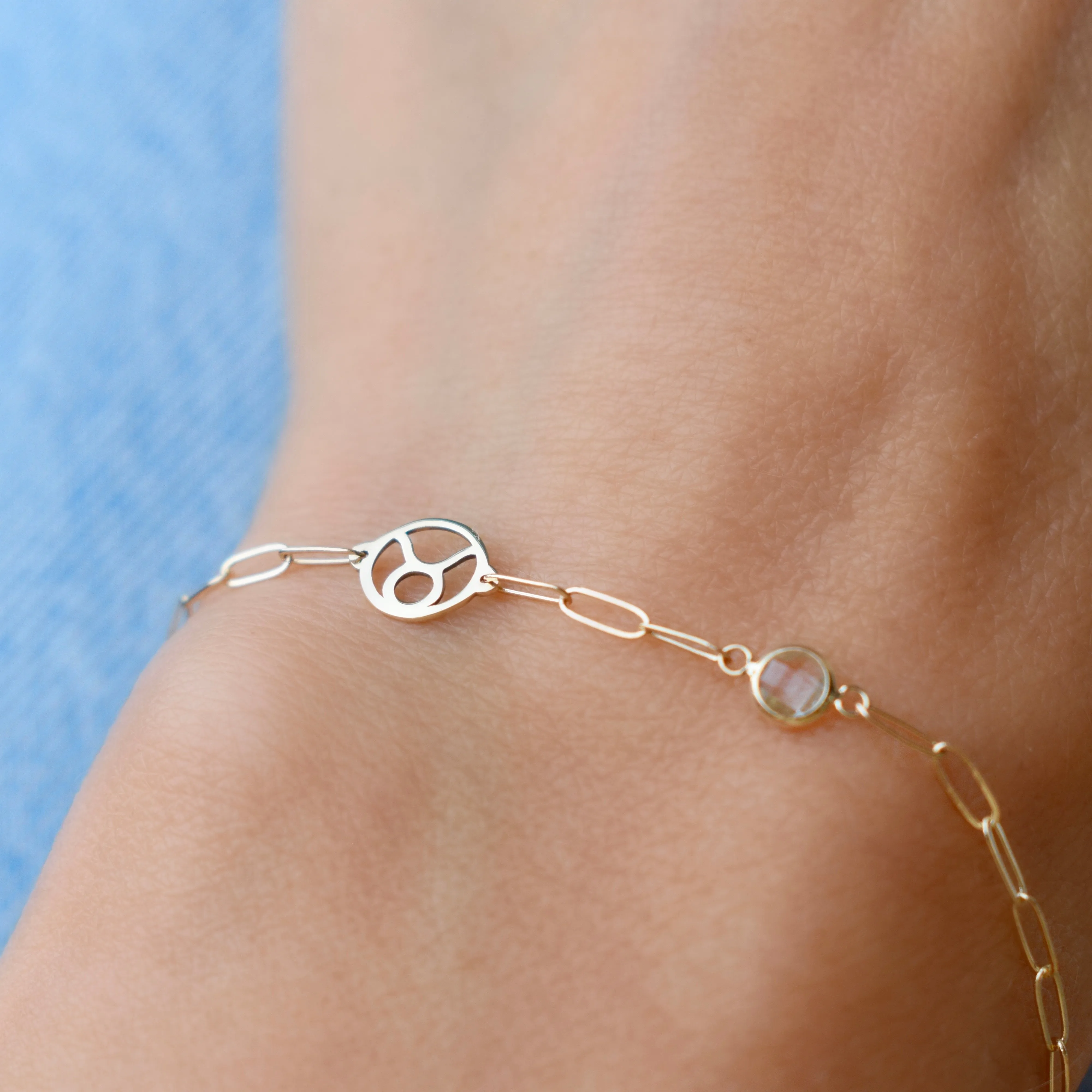 Personalized Taurus & Birthstone Bracelet on Adelaide Mini in 14k Gold sold by Haverhill product image thumbnail 3