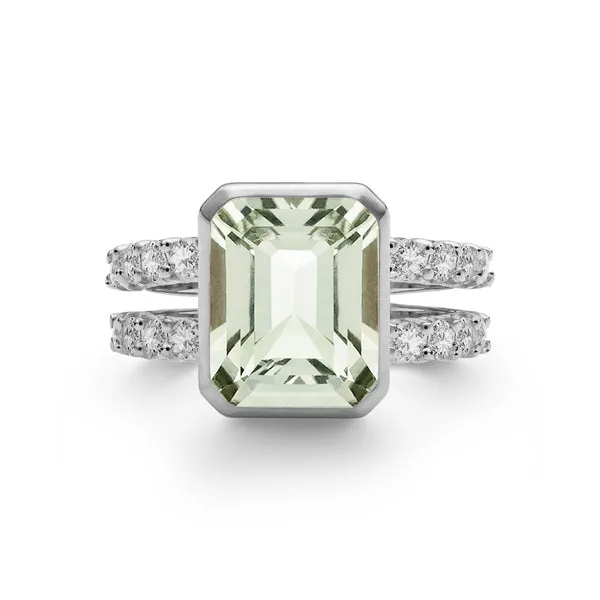 Personalized Warren Vertical Birthstone Ring with Accent Stones in 14k Gold sold by Haverhill