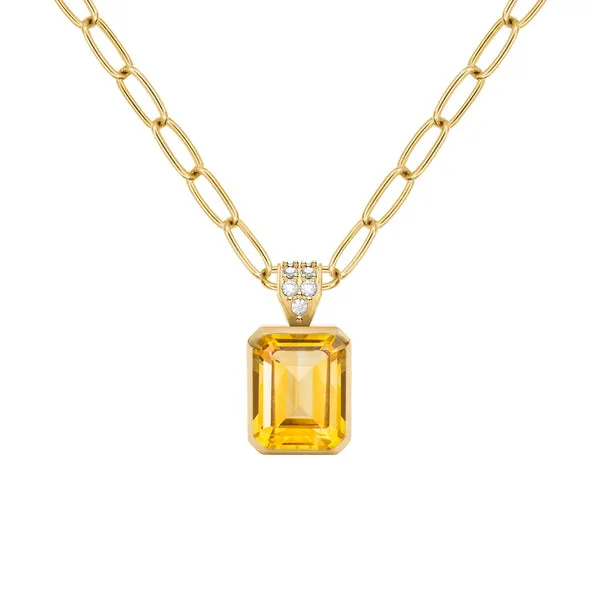 Personalized Warren Birthstone Pendant with Diamond Bale in 14k Gold sold by Haverhill