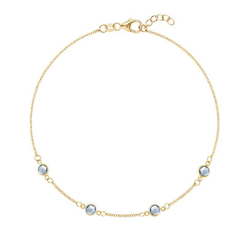 Personalized Classic 4 Birthstone Bracelet in 14k Gold sold by Haverhill