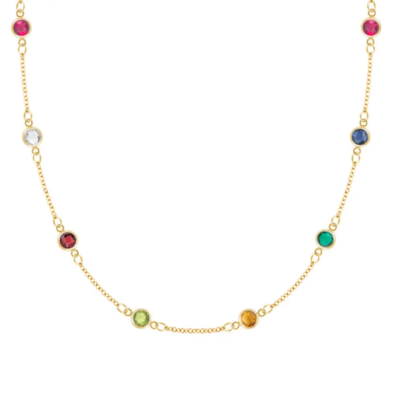 Personalized Classic 8 Birthstone Necklace in 14k Gold sold by Haverhill