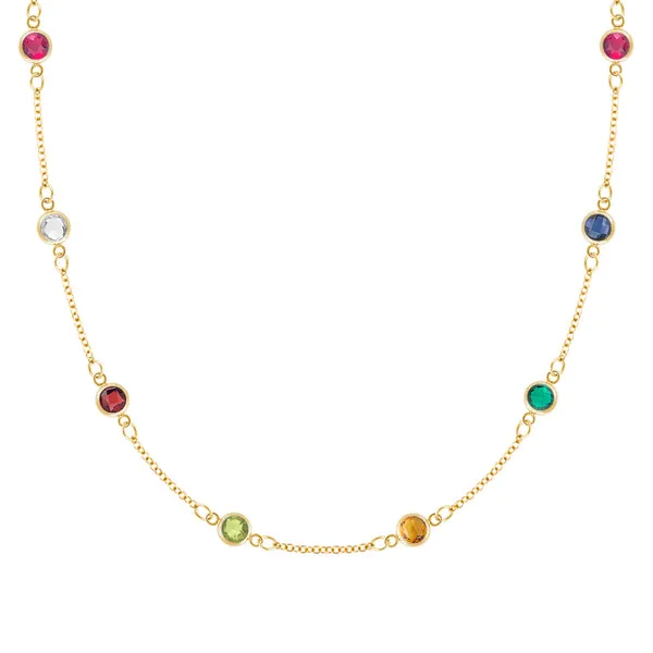 Personalized Classic 8 Birthstone Necklace in 14k Gold sold by Haverhill