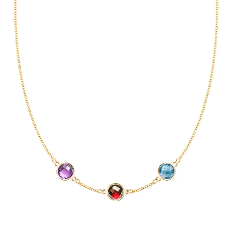 Personalized Grand 3 Birthstone Necklace in 14k Gold sold by Haverhill