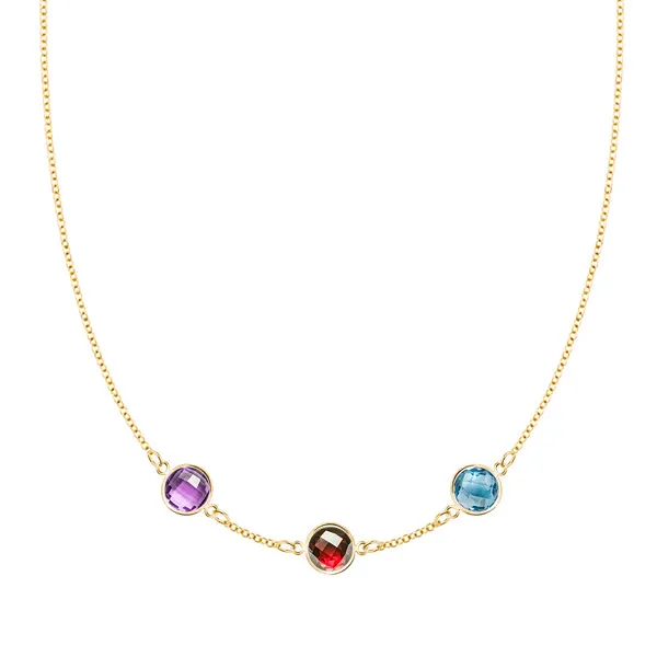 Personalized Grand 3 Birthstone Necklace in 14k Gold sold by Haverhill