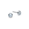 Petite Aquamarine Birthstone Stud Earrings in 14k White Gold (March) sold by Haverhill