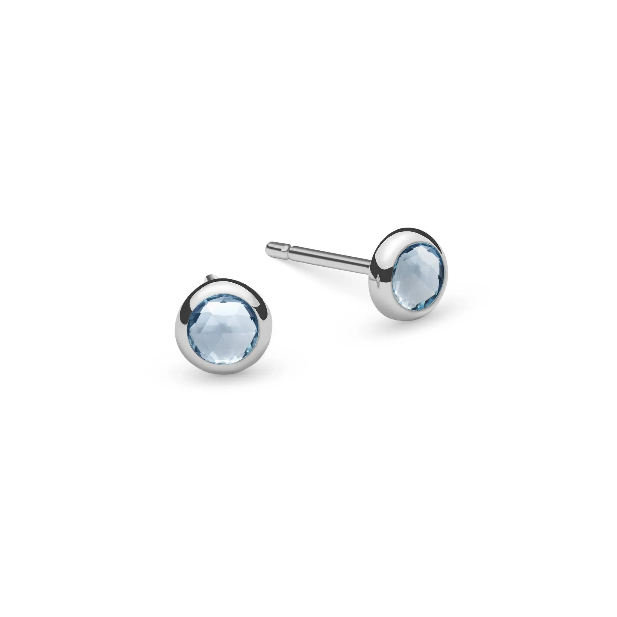 Petite Aquamarine Birthstone Stud Earrings in 14k White Gold (March) sold by Haverhill