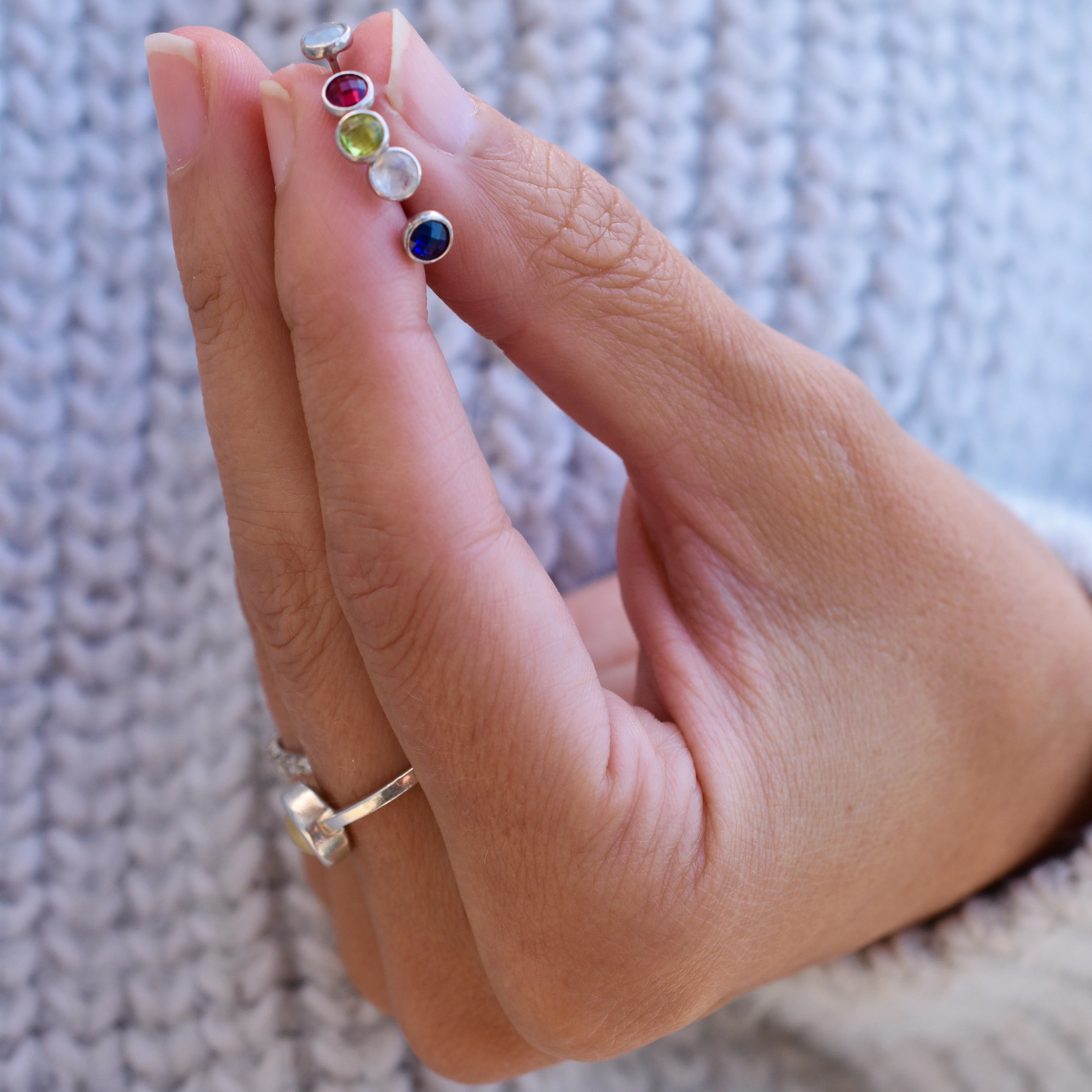 Petite Ruby Birthstone Stud Earrings in 14k White Gold (July) sold by Haverhill product image thumbnail 3