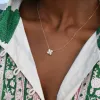 Personalized Greenwich 4 Birthstone & Diamond Necklace in 14k Gold sold by Haverhill