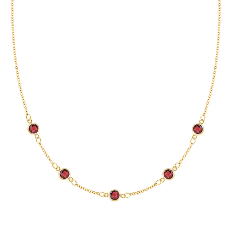 Personalized Classic 5 Birthstone Necklace in 14k Gold sold by Haverhill
