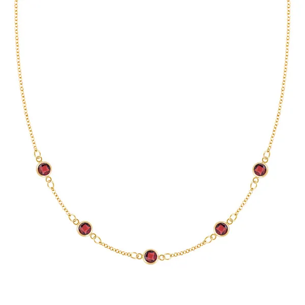 Personalized Classic 5 Birthstone Necklace in 14k Gold sold by Haverhill
