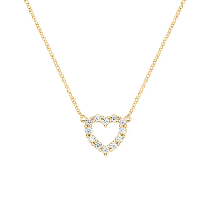 Personalized Rosecliff Small Heart Birthstone Necklace in 14k Gold sold by Haverhill