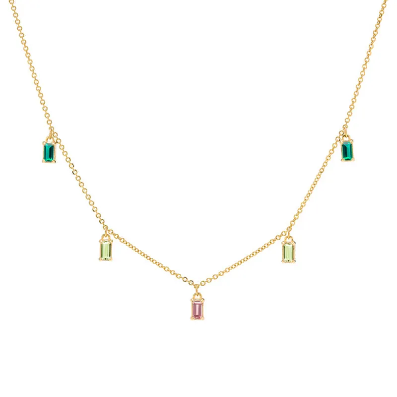 Personalized Providence 5 Birthstone Drop Necklace in 14k Gold sold by Haverhill