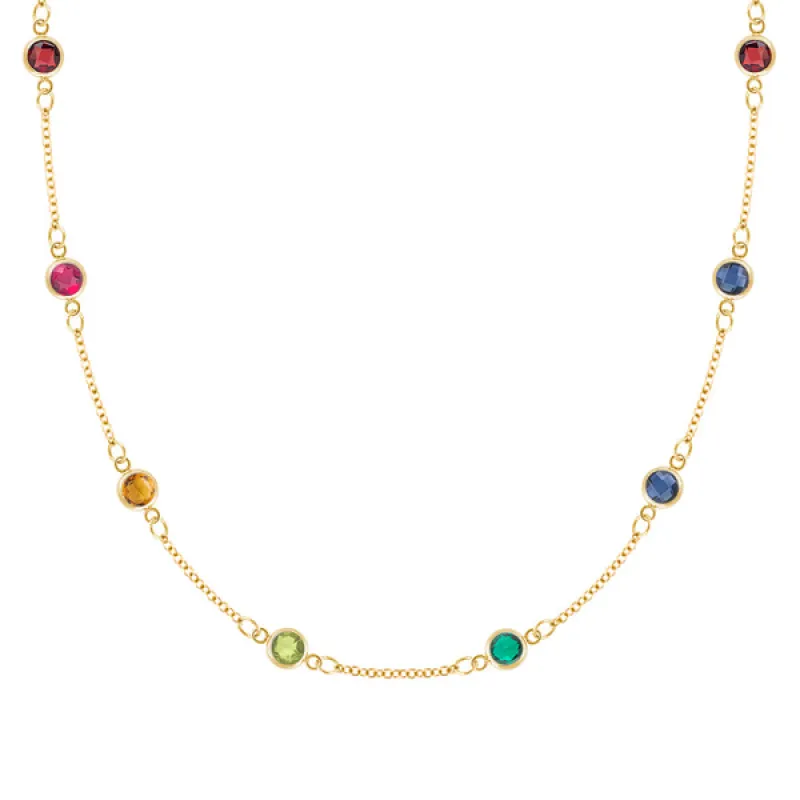 Personalized Classic 8 Birthstone Necklace in 14k Gold sold by Haverhill