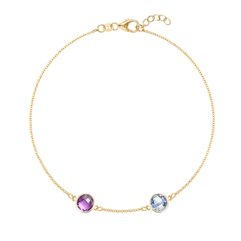 Personalized Grand 2 Birthstone Bracelet in 14k Gold sold by Haverhill