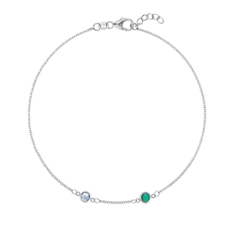 Personalized Classic 2 Birthstone Bracelet in 14k Gold sold by Haverhill