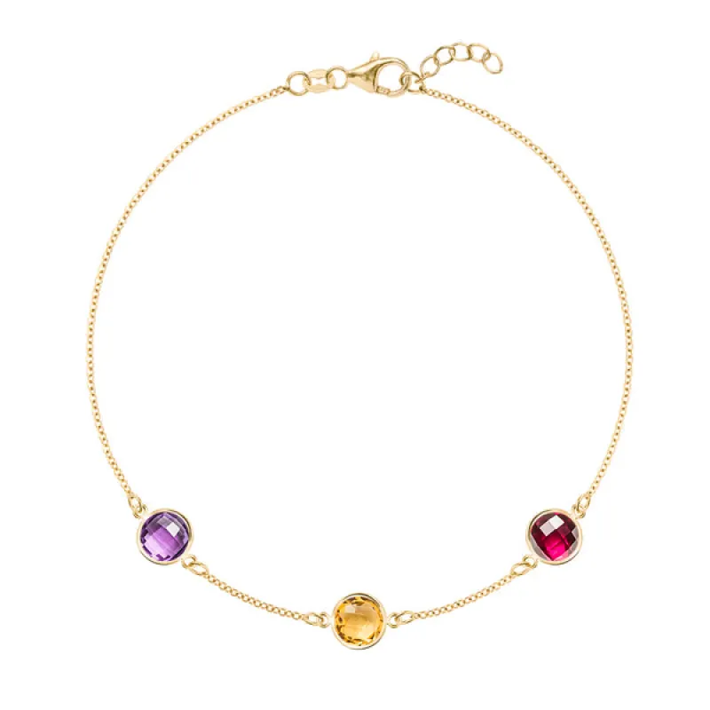 Personalized Grand 3 Birthstone Bracelet in 14k Gold sold by Haverhill
