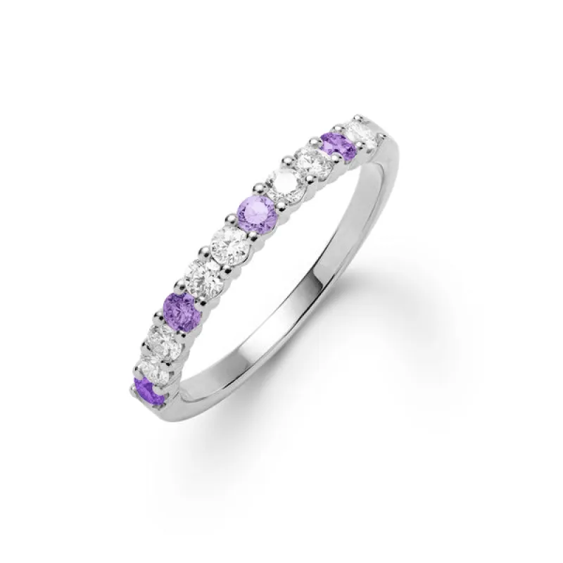 Personalized Rosecliff Birthstone Stackable Ring in 14k Gold sold by Haverhill