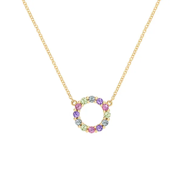 Personalized Rosecliff Small Circle Birthstone Necklace in 14k Gold sold by Haverhill