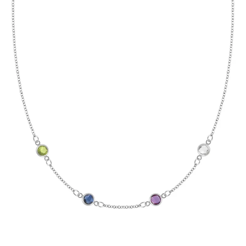 Personalized Classic 4 Birthstone Necklace in 14k Gold sold by Haverhill