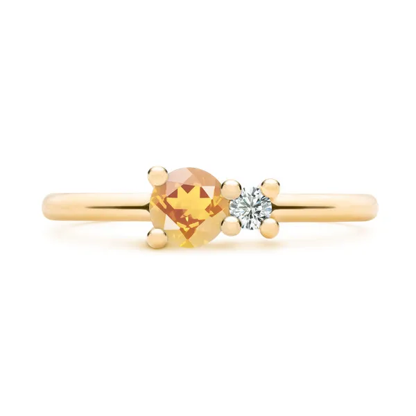 Personalized Greenwich Solitaire Birthstone & Diamond Ring in 14k Gold sold by Haverhill
