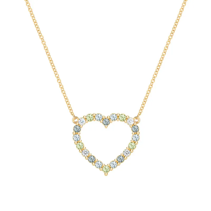 Personalized Rosecliff Heart Birthstone Necklace in 14k Gold sold by Haverhill