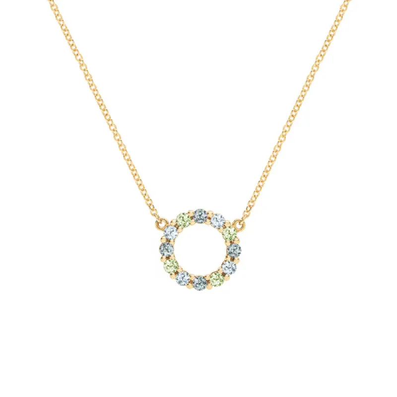Personalized Rosecliff Small Circle Birthstone Necklace in 14k Gold sold by Haverhill