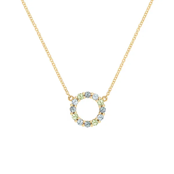 Personalized Rosecliff Small Circle Birthstone Necklace in 14k Gold sold by Haverhill