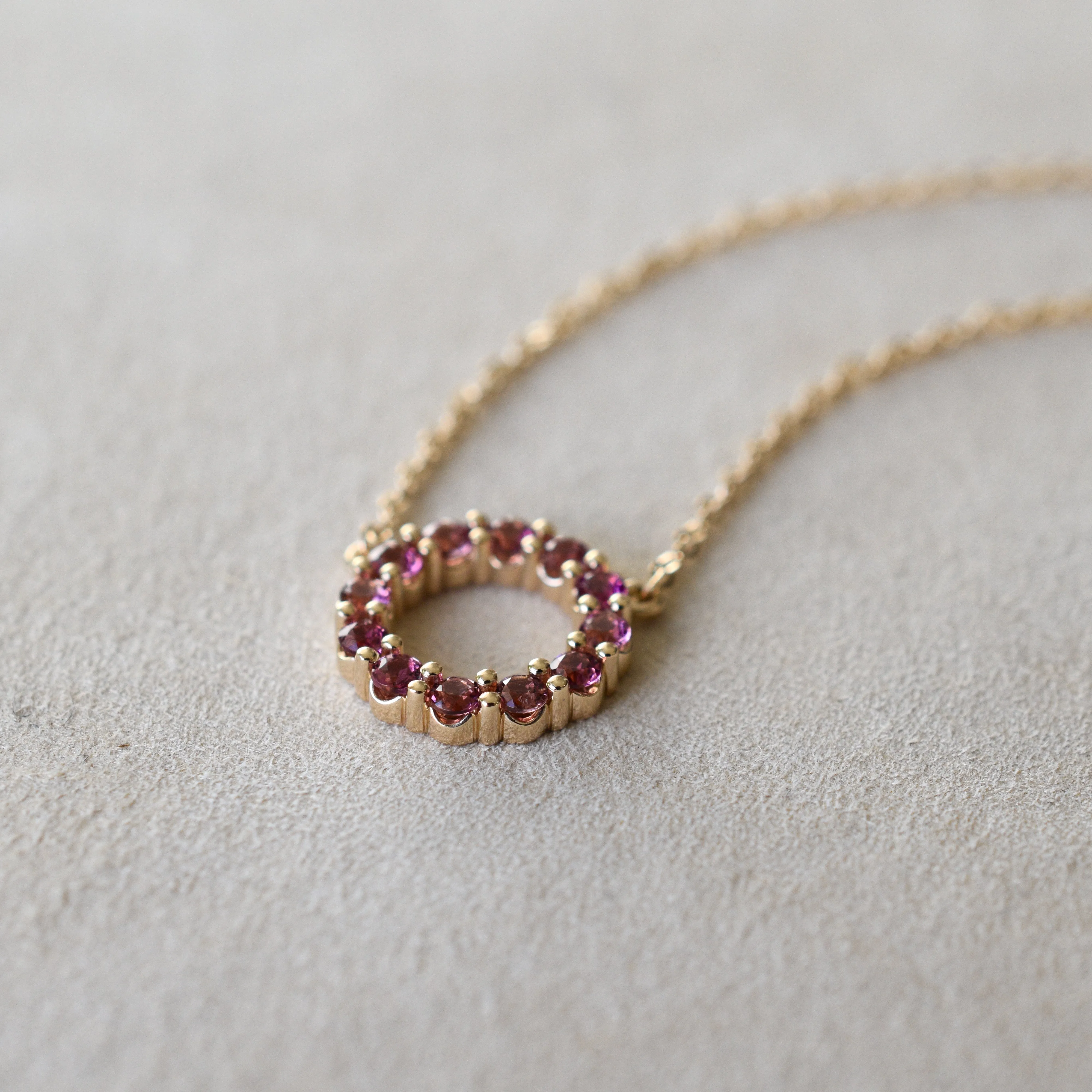 Personalized Rosecliff Small Circle Birthstone Necklace in 14k Gold sold by Haverhill product image thumbnail 3