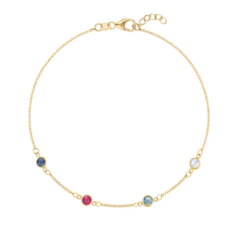 Personalized Classic 4 Birthstone Bracelet in 14k Gold sold by Haverhill