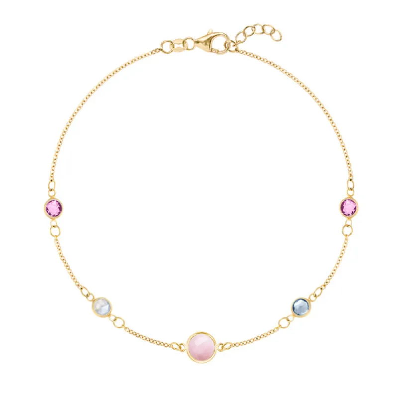 Personalized 1 Grand & 4 Classic Birthstone Bracelet in 14k Gold sold by Haverhill