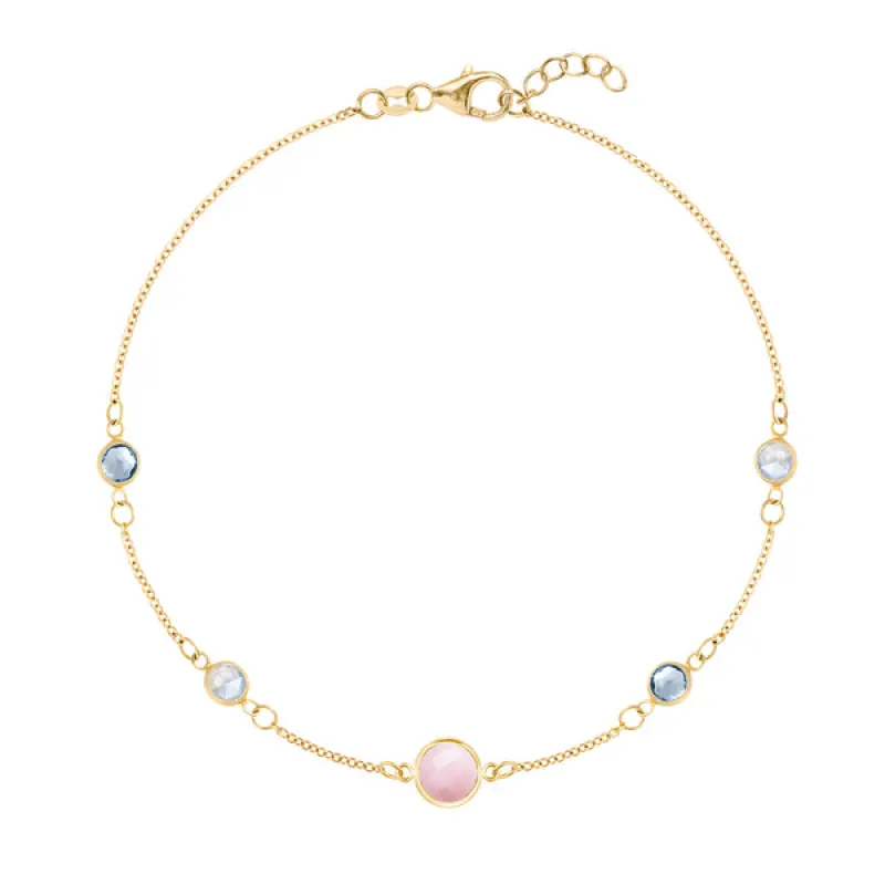 Personalized 1 Grand & 4 Classic Birthstone Bracelet in 14k Gold sold by Haverhill