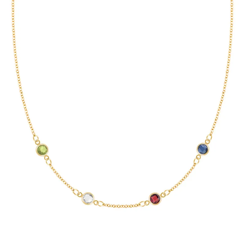Personalized Classic 4 Birthstone Necklace in 14k Gold sold by Haverhill