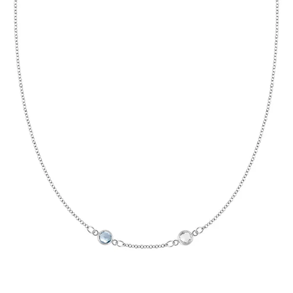 Personalized Classic 2 Birthstone Necklace in 14k Gold (Centered) sold by Haverhill