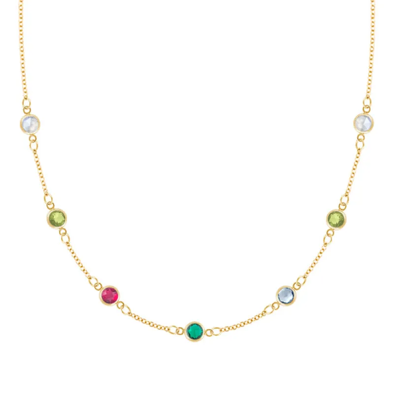 Personalized Classic 7 Birthstone Necklace in 14k Gold sold by Haverhill