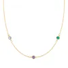 Personalized Classic 3 Birthstone Necklace in 14k Gold sold by Haverhill