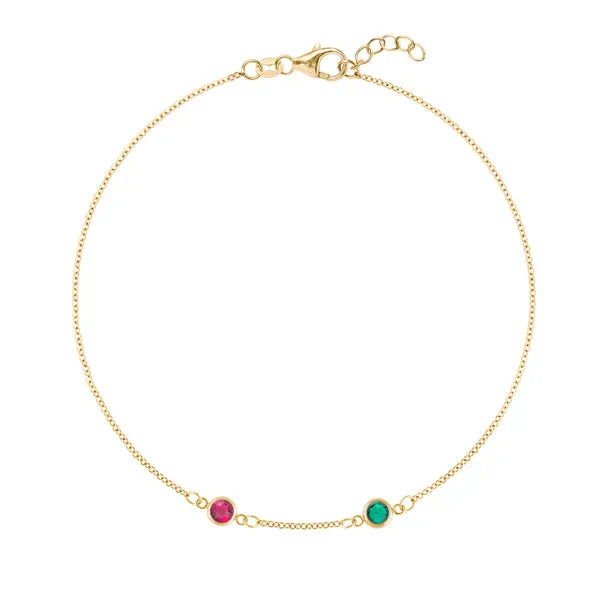 Personalized Classic 2 Birthstone Bracelet in 14k Gold sold by Haverhill