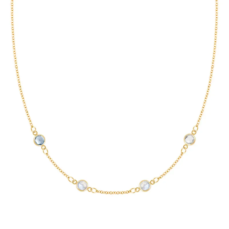 Personalized Classic 4 Birthstone Necklace in 14k Gold sold by Haverhill