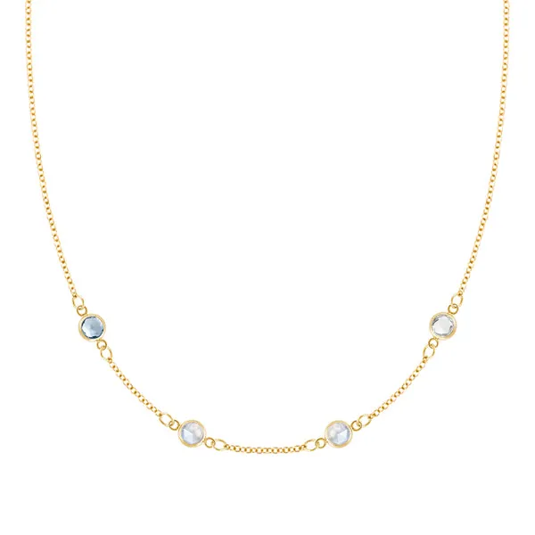 Personalized Classic 4 Birthstone Necklace in 14k Gold sold by Haverhill