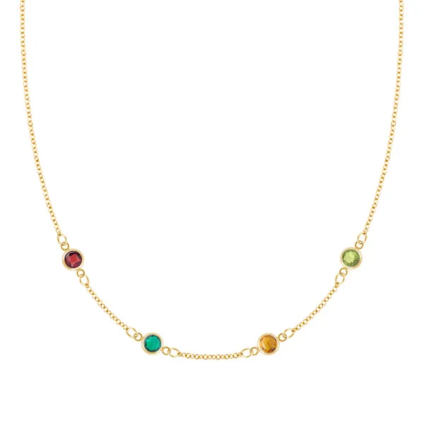 Personalized Classic 4 Birthstone Necklace in 14k Gold sold by Haverhill