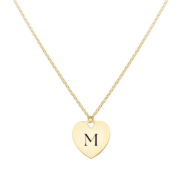 Engravable Flat Heart Pendant with Classic Chain in 14k Gold sold by Haverhill