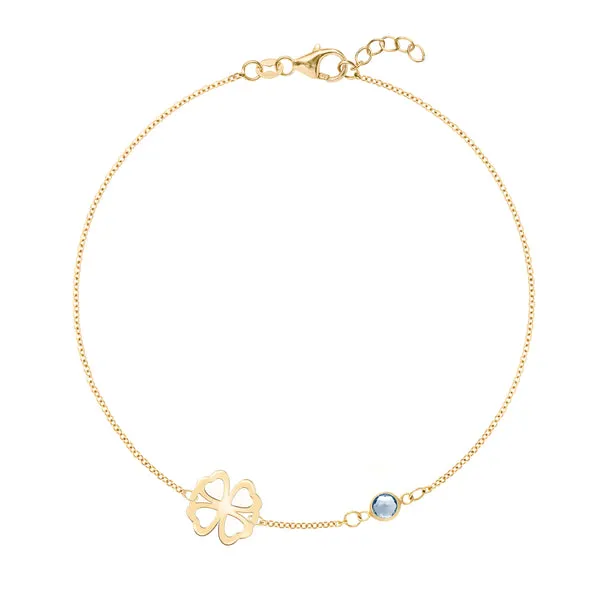 Personalized Classic Clover & 1 Birthstone Bracelet in 14k Gold sold by Haverhill