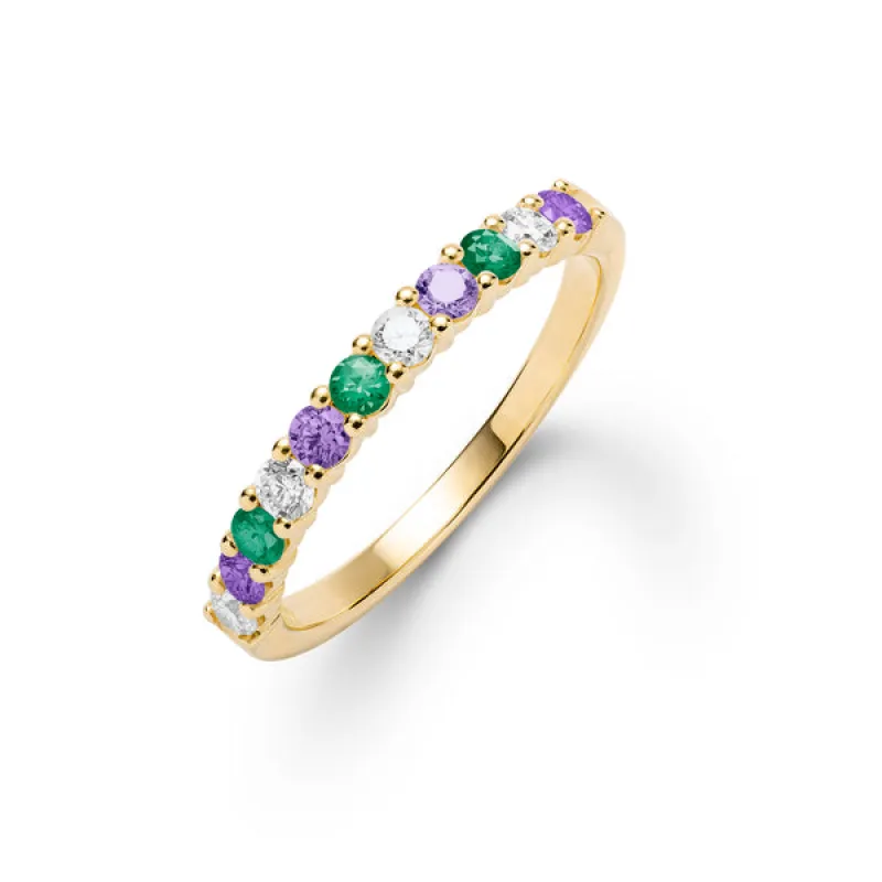 Personalized Rosecliff Birthstone Stackable Ring in 14k Gold sold by Haverhill