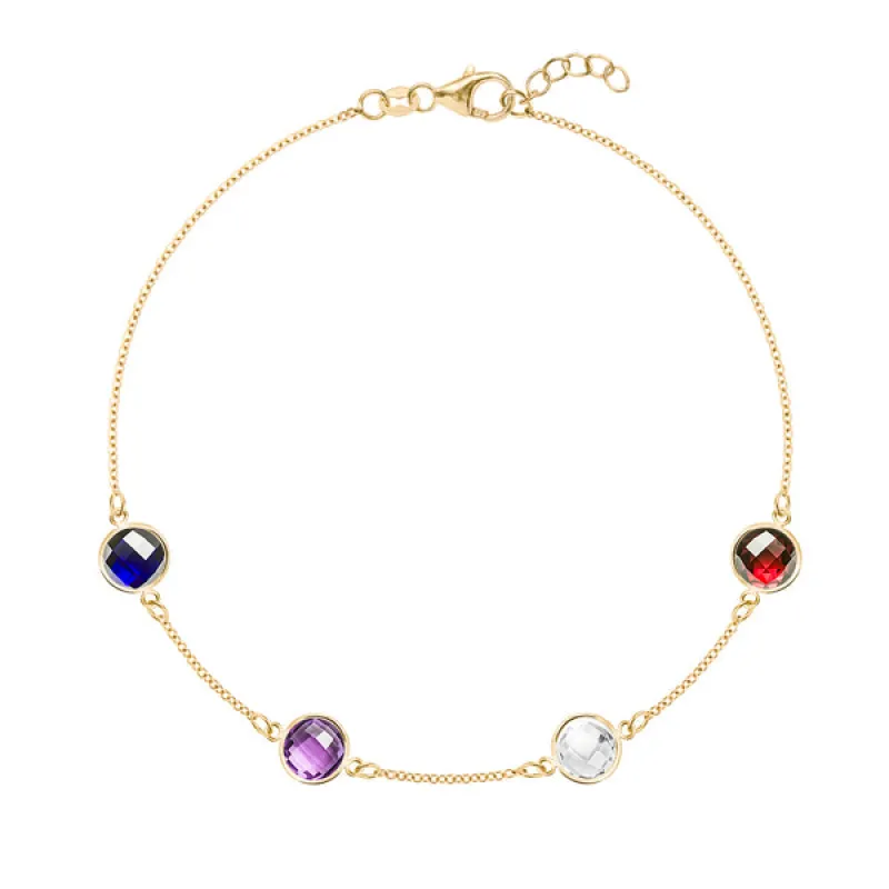 Personalized Grand 4 Birthstone Bracelet in 14k Gold sold by Haverhill