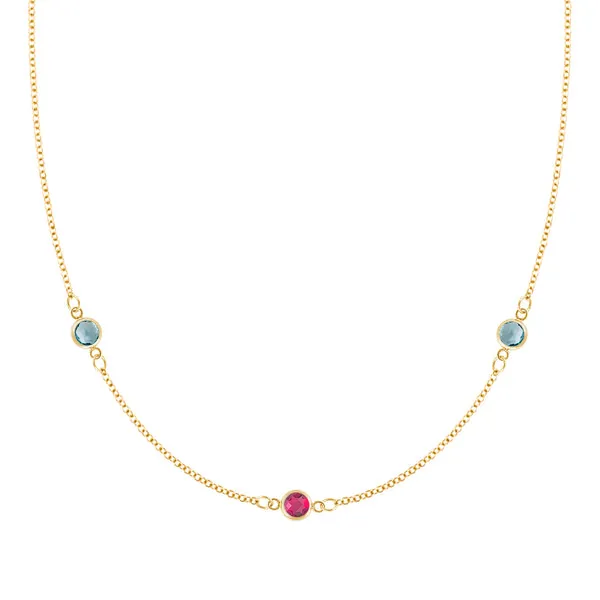 Personalized Classic 3 Birthstone Necklace in 14k Gold sold by Haverhill