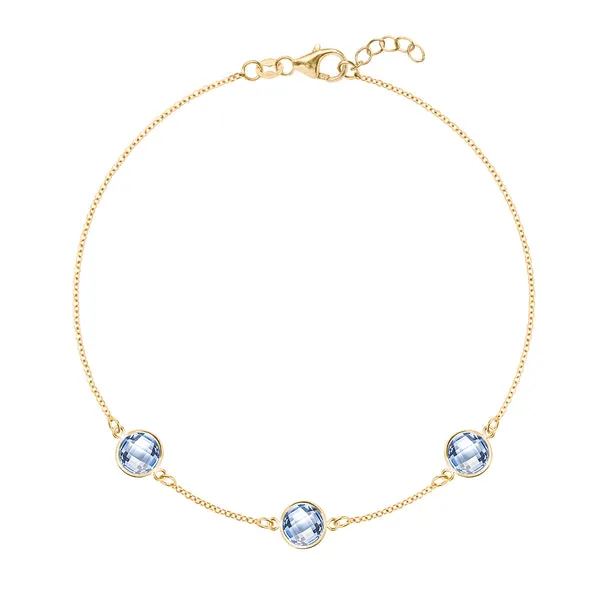Personalized Grand 3 Birthstone Bracelet in 14k Gold sold by Haverhill