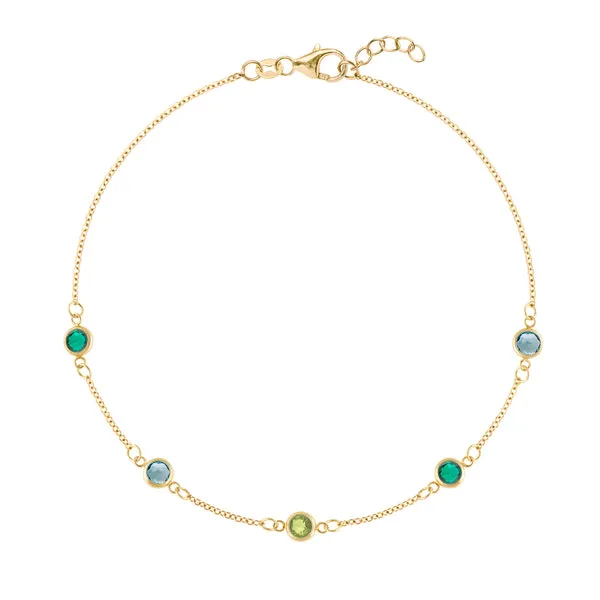 Personalized Classic 5 Birthstone Bracelet in 14k Gold sold by Haverhill