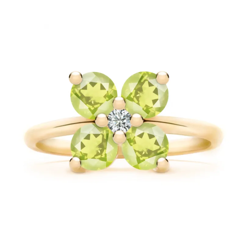 Personalized Greenwich 4 Birthstone & Diamond Ring in 14k Gold sold by Haverhill