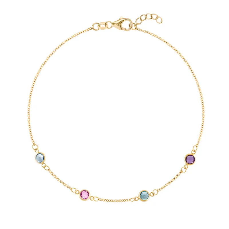 Personalized Classic 4 Birthstone Bracelet in 14k Gold sold by Haverhill