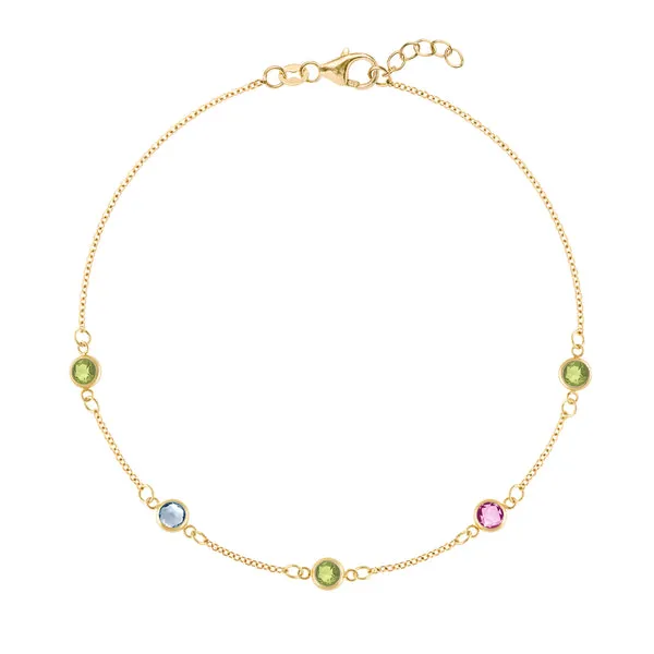 Personalized Classic 5 Birthstone Bracelet in 14k Gold sold by Haverhill